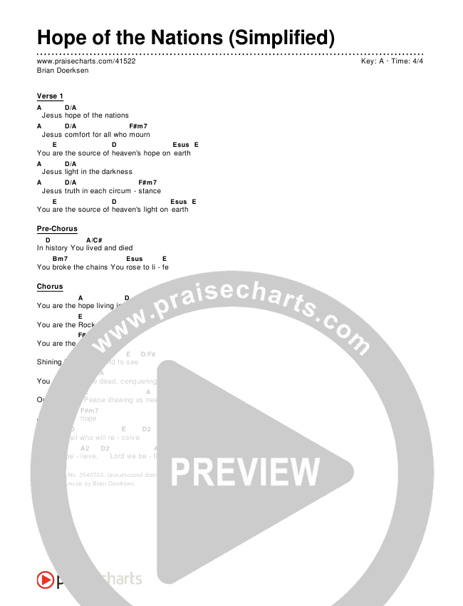 Hope Of the Nations (Simplified) Chord Chart ()