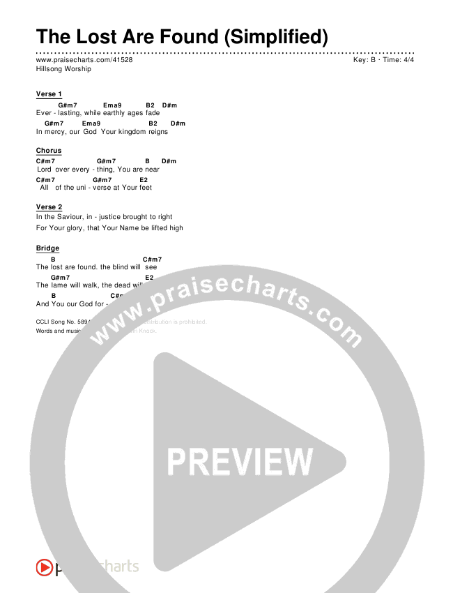 The Lost Are Found (Simplified) Chord Chart ()