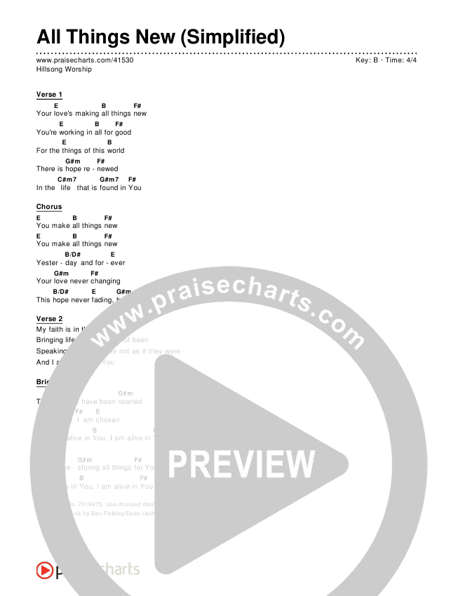All Things New (Simplified) Chord Chart ()