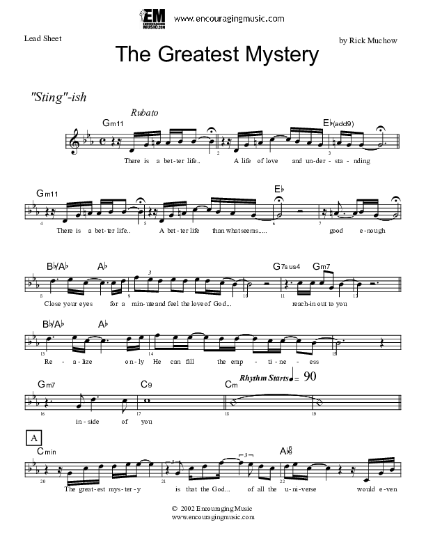 The Greatest Mystery Lead Sheet (Rick Muchow)