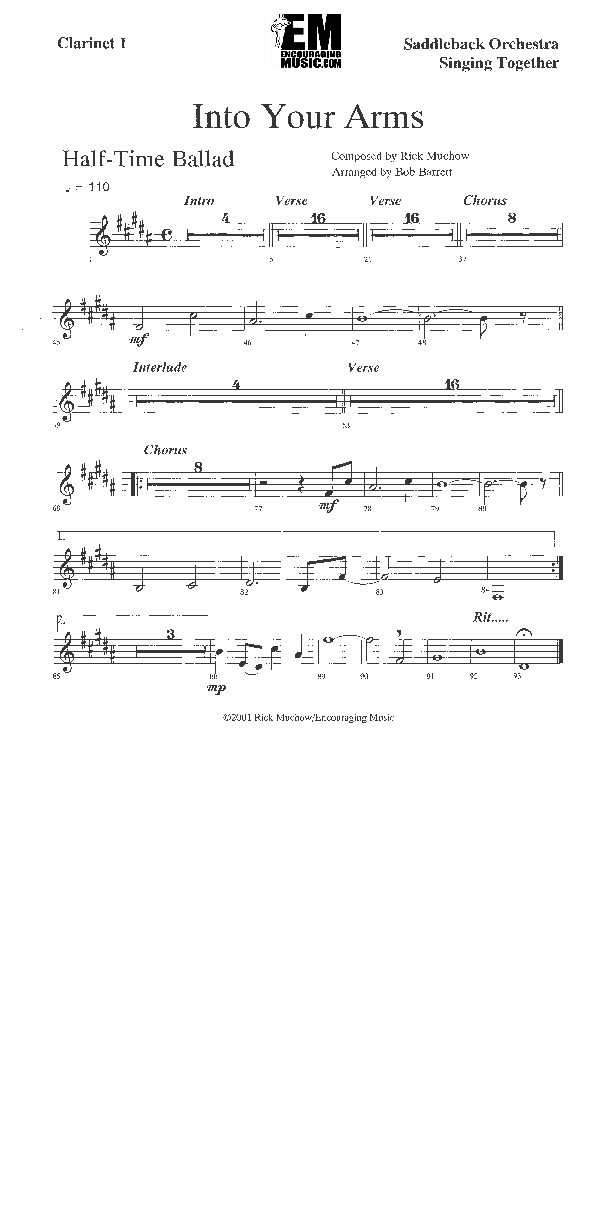 Into Your Arms Clarinet 1/2 (Rick Muchow)
