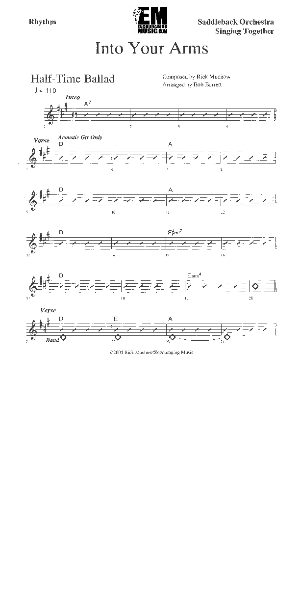 Into Your Arms Rhythm Chart (Rick Muchow)
