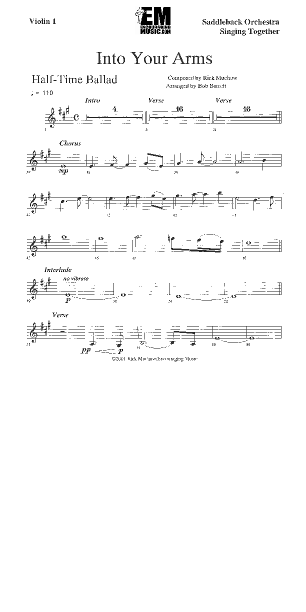 Into Your Arms Violin 1 (Rick Muchow)