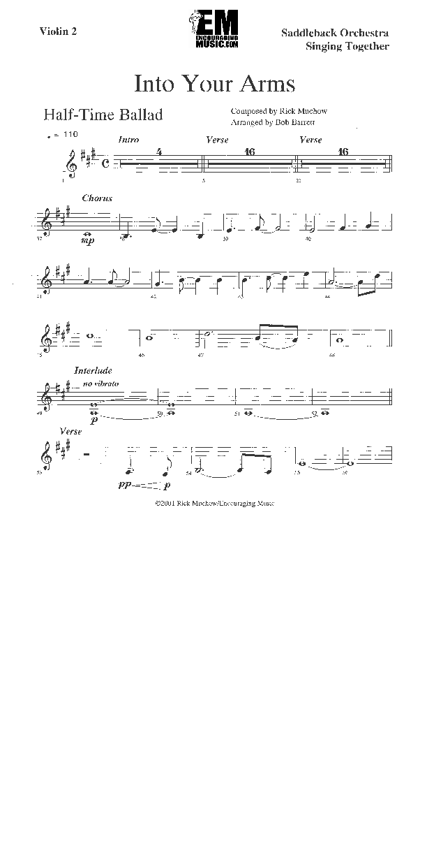 Into Your Arms Violin 2 (Rick Muchow)