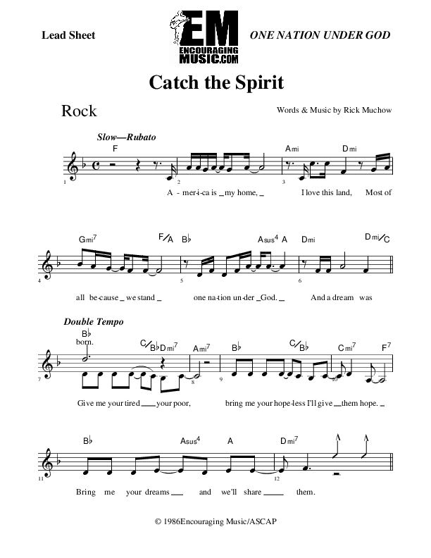 Catch The Spirit Lead Sheet (Rick Muchow)
