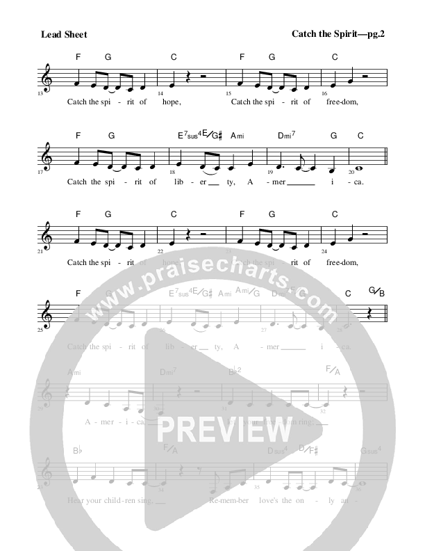 Catch The Spirit Lead Sheet (Rick Muchow)