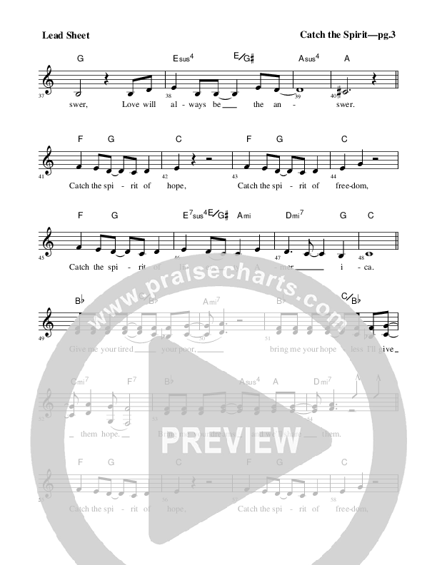 Catch The Spirit Lead Sheet (Rick Muchow)