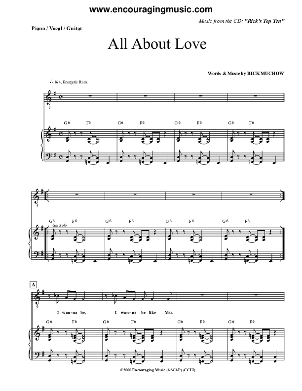 All About Love Lead & Piano (Rick Muchow)