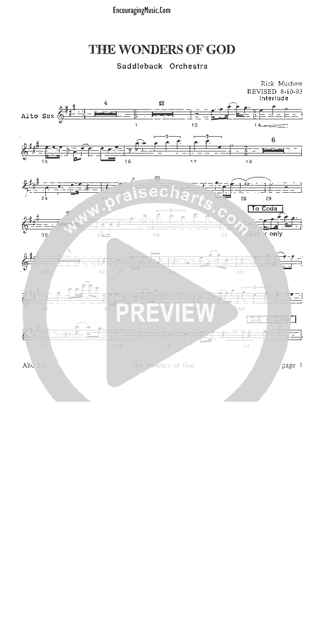 The Wonders of God Alto Sax (Rick Muchow)