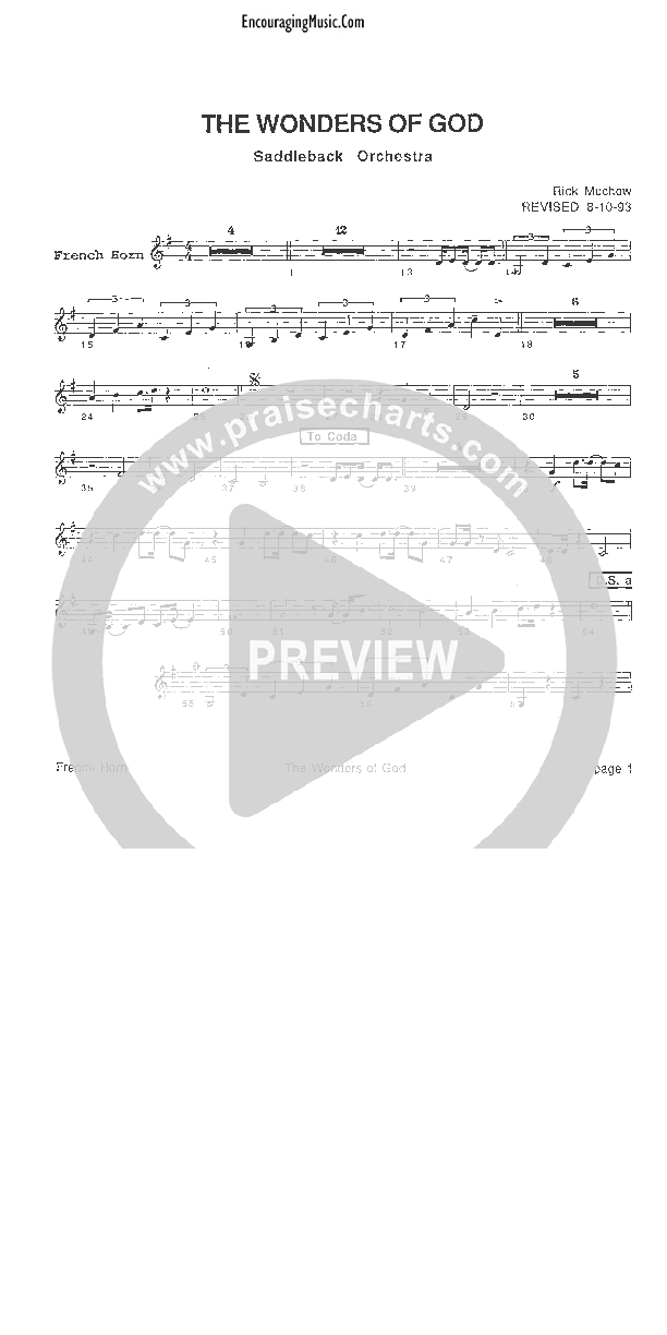 The Wonders of God French Horn (Rick Muchow)