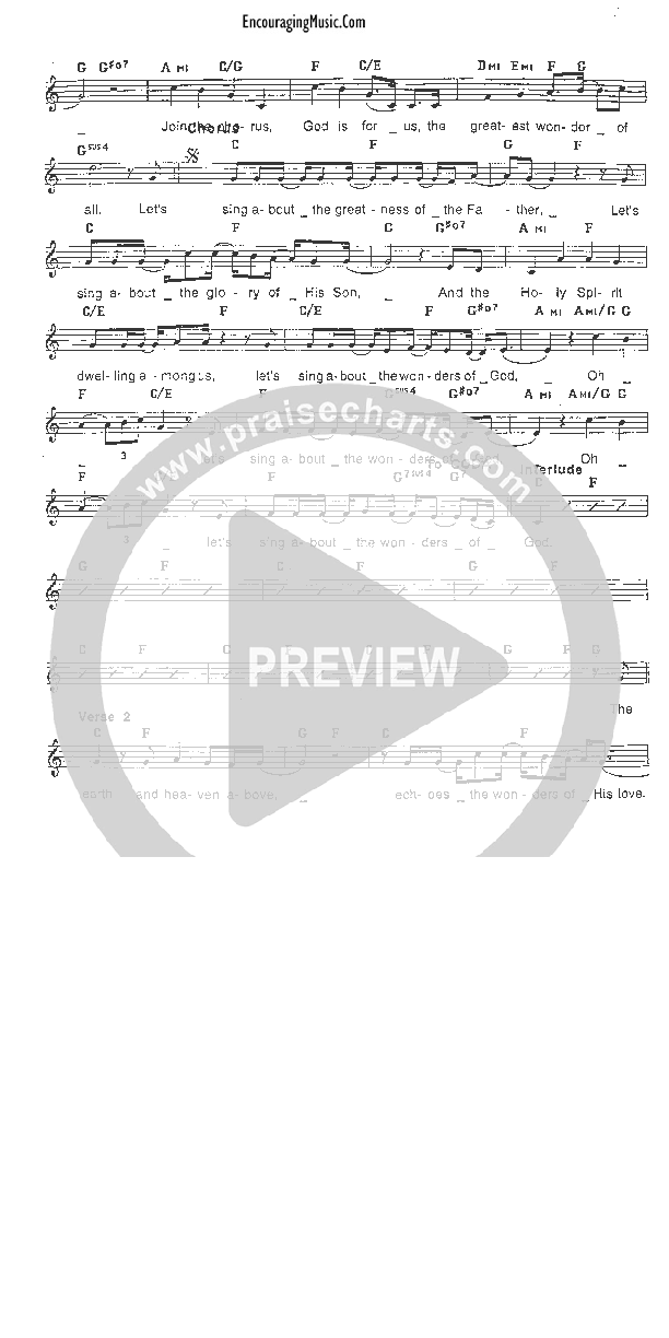 The Wonders of God Lead Sheet (Rick Muchow)