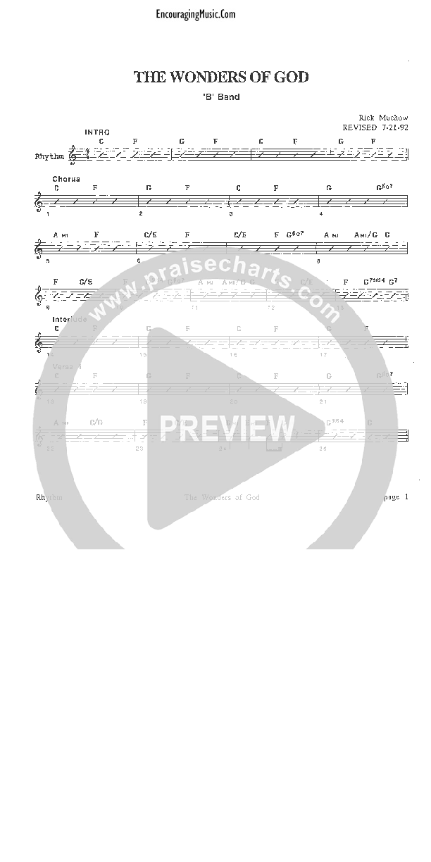 The Wonders of God Rhythm Chart (Rick Muchow)