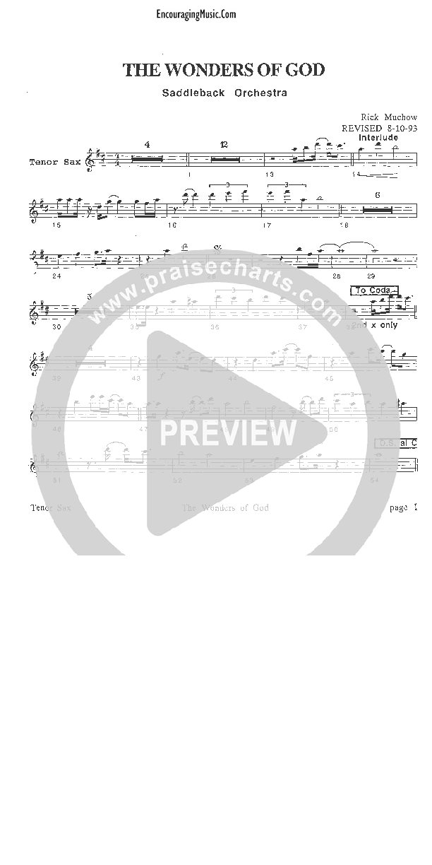 The Wonders of God Tenor Sax 2 (Rick Muchow)