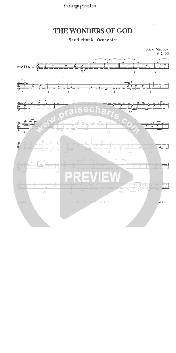 The Wonders of God Violin 1 (Rick Muchow)