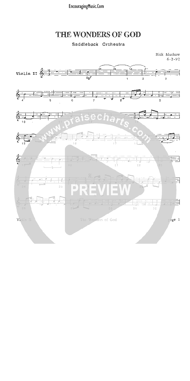 The Wonders of God Violin 2 (Rick Muchow)