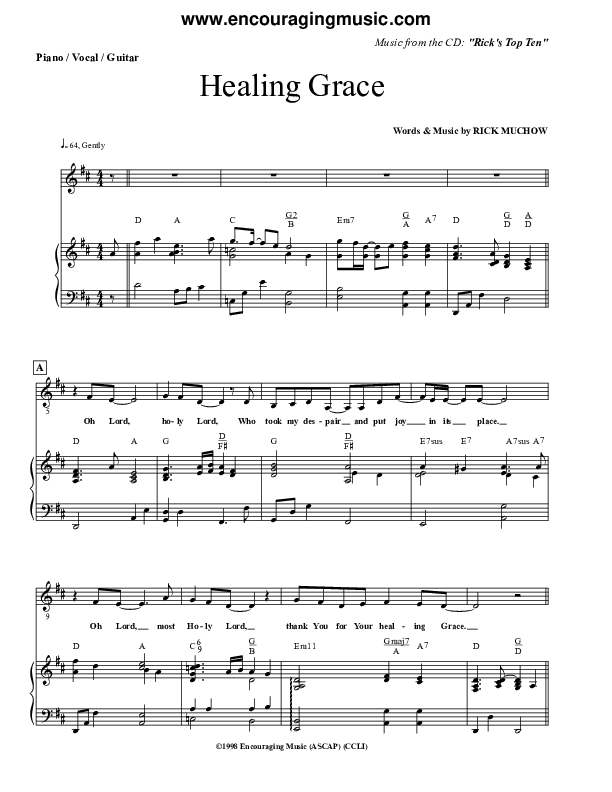 Healing Grace Piano/Vocal (Rick Muchow)