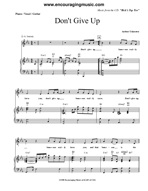 Don't Give Up Piano/Vocal (Rick Muchow)