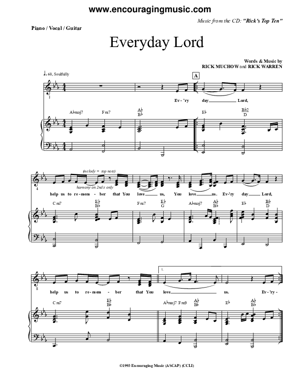 Everyday Piano/Vocal (Rick Muchow)