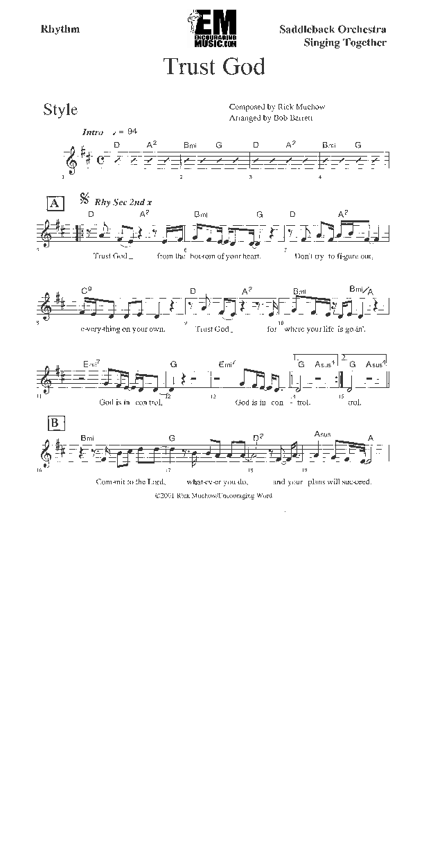 Trust God Rhythm Chart (Rick Muchow)