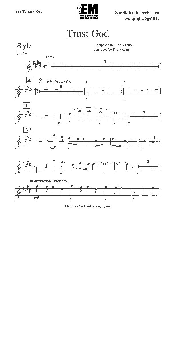 Trust God Tenor Sax 1/2 (Rick Muchow)