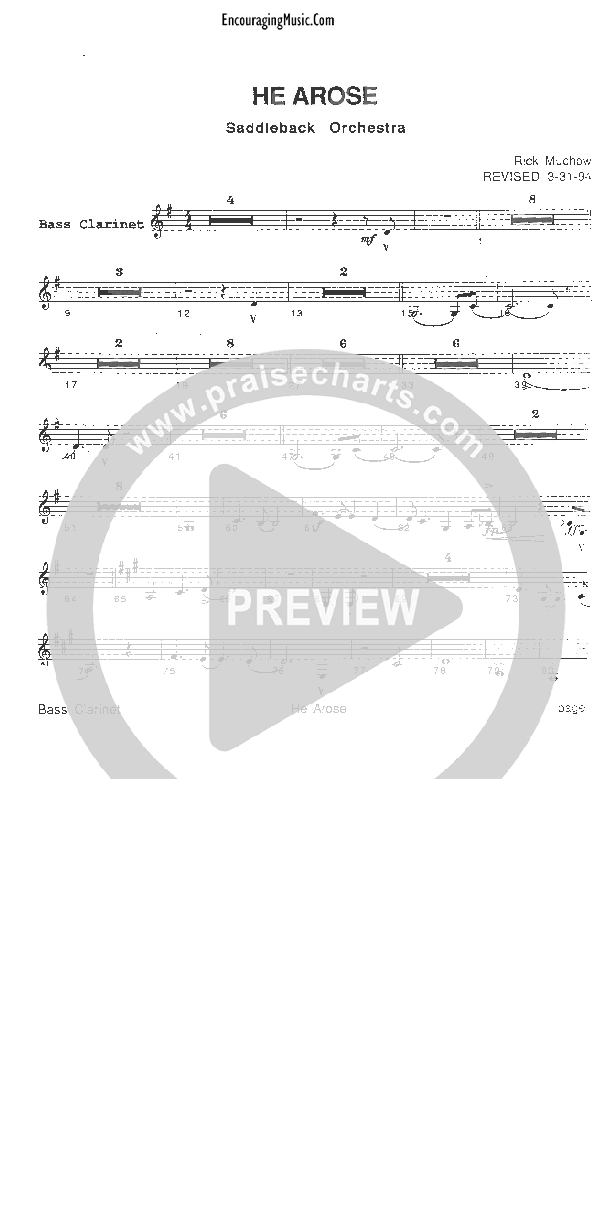 He Arose Bass Clarinet (Rick Muchow)