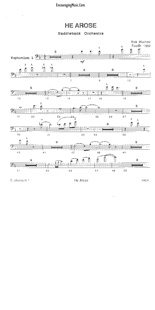 He Arose Euphonium (Rick Muchow)