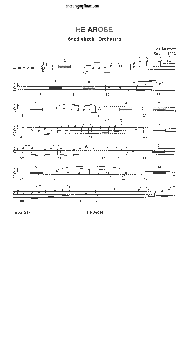 He Arose Tenor Sax 1/2 (Rick Muchow)