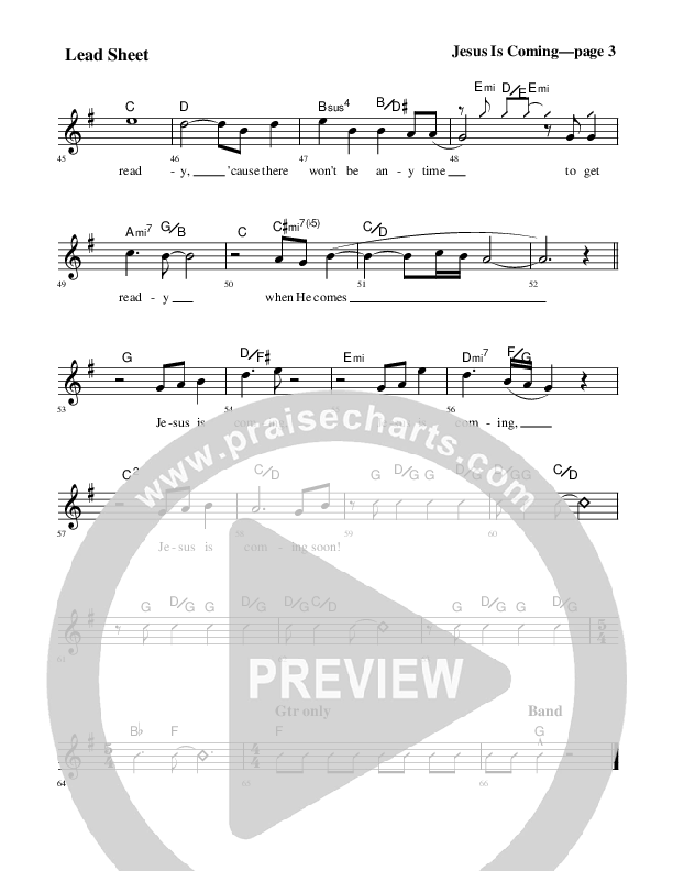 Jesus Is Coming Lead Sheet (Rick Muchow)