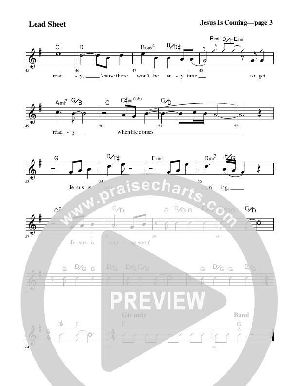 Jesus Is Coming Lead Sheet (Rick Muchow)