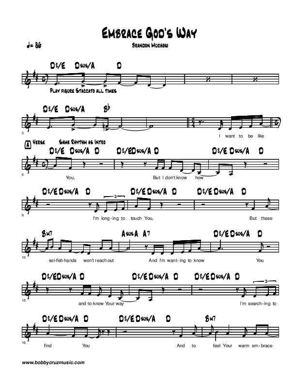 Embrace God's Way Lead Sheet (Brandon Muchow)