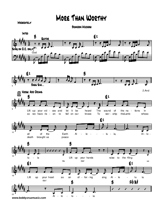 More Than Worthy Lead Sheet (Brandon Muchow)