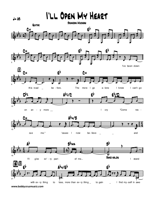 Open My Heart Lead Sheet (Brandon Muchow)