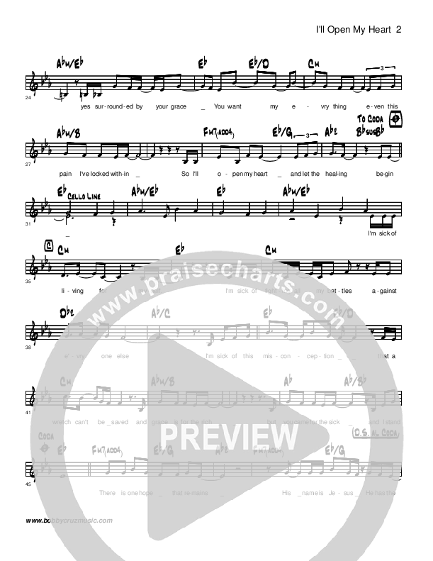 Open My Heart Lead Sheet (Brandon Muchow)