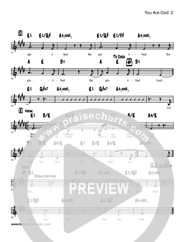 You Are God Lead Sheet (Brandon Muchow)