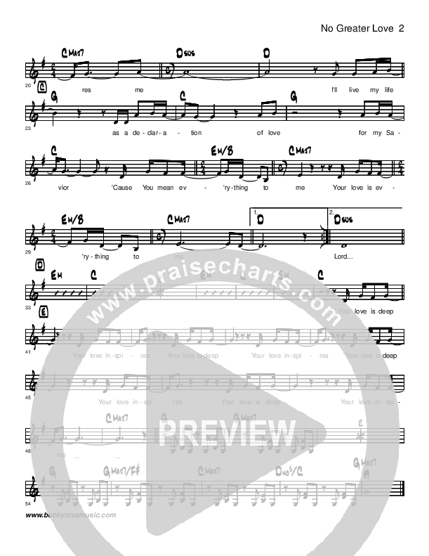 No Greater Love Lead Sheet (Brandon Muchow)