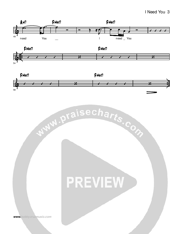 I Need You Lead Sheet (Brandon Muchow)