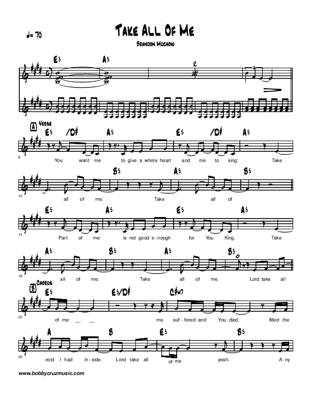 Take All Of Me Lead Sheet (Brandon Muchow)