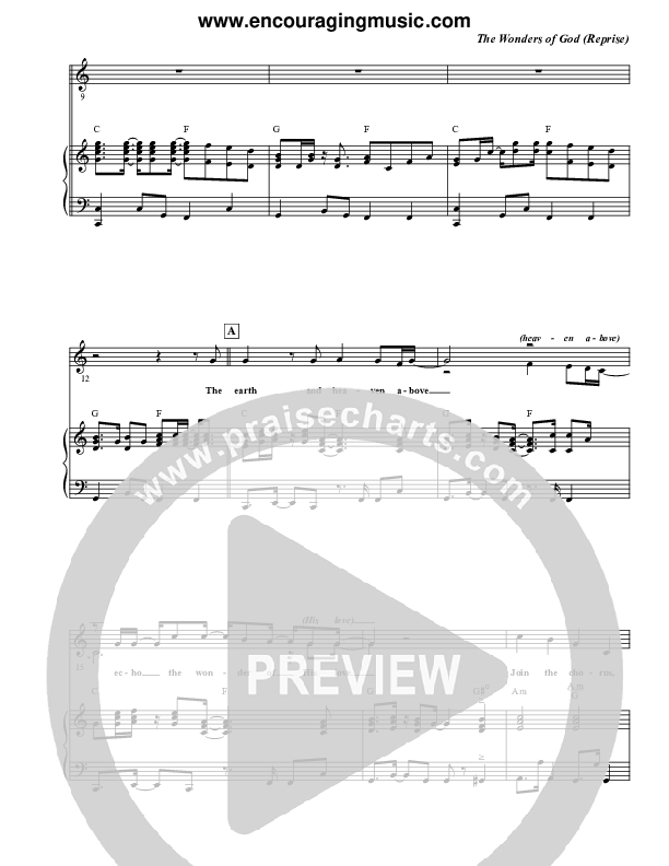 The Wonders of God (Reprise) Lead Sheet (Rick Muchow)