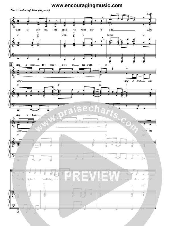 The Wonders of God (Reprise) Lead Sheet (Rick Muchow)