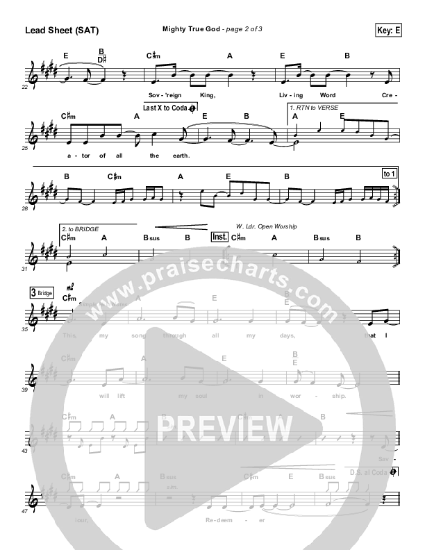 Mighty True God Lead Sheet (VCC Live / Relate Church)