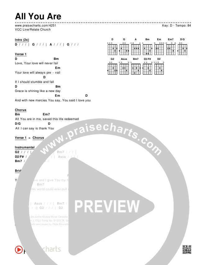 All You Are Chords & Lyrics (VCC Live / Relate Church)