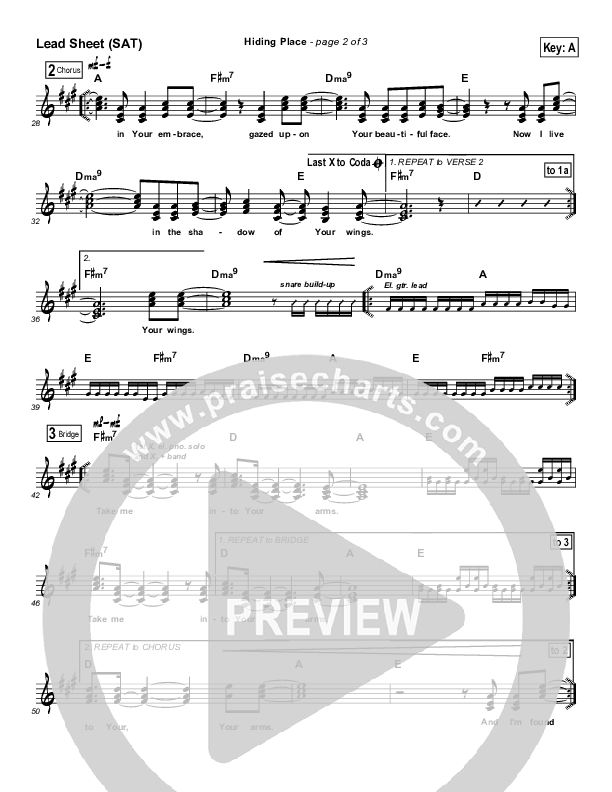 Hiding Place Lead Sheet (VCC Live / Relate Church)