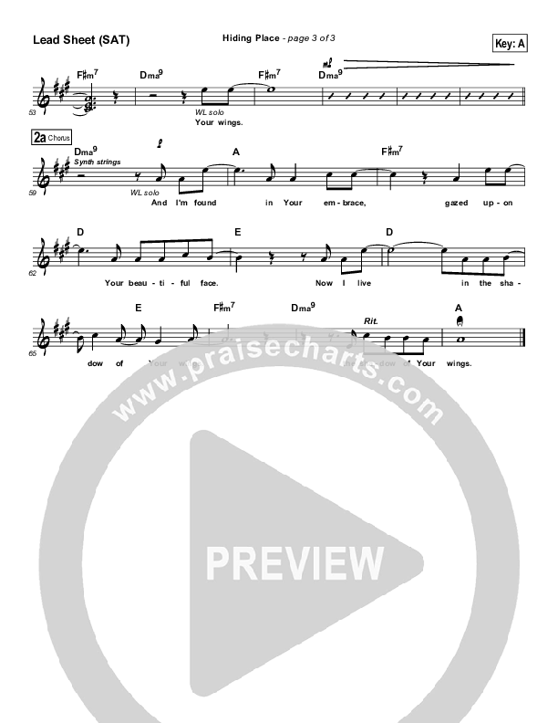 Hiding Place Lead Sheet (VCC Live / Relate Church)