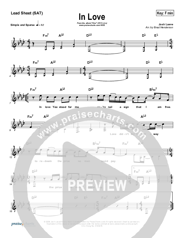 In Love Lead Sheet (VCC Live / Relate Church)