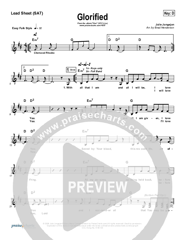 Glorified Lead Sheet (SAT) (VCC Live / Relate Church)