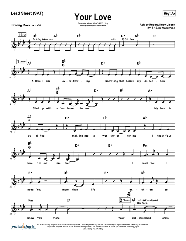 Your Love Lead Sheet (SAT) (VCC Live / Relate Church)