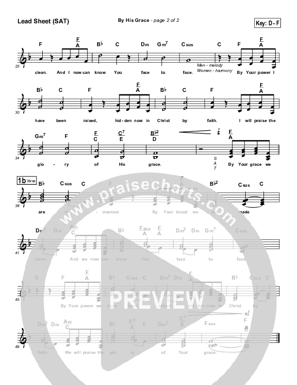 By His Grace Lead Sheet (Maranatha Singers)