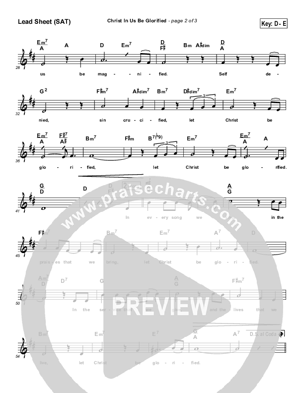 Christ In Us Be Glorified Lead Sheet (SAT) (Maranatha Singers)