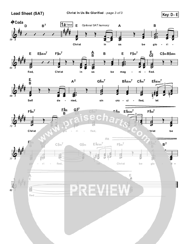 Christ In Us Be Glorified Lead Sheet (SAT) (Maranatha Singers)