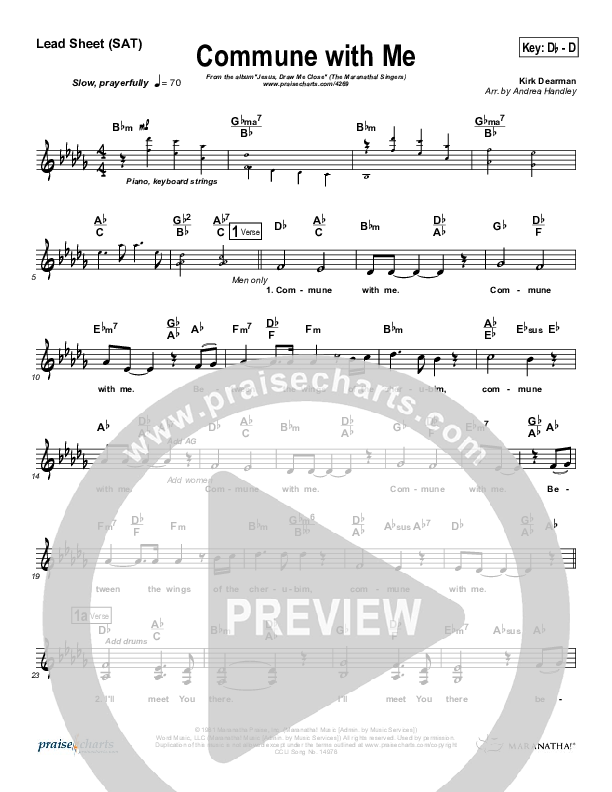 Commune With Me Lead Sheet (SAT) (Maranatha Singers)